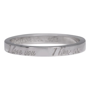 silver narrow band with the words I love you engraved
