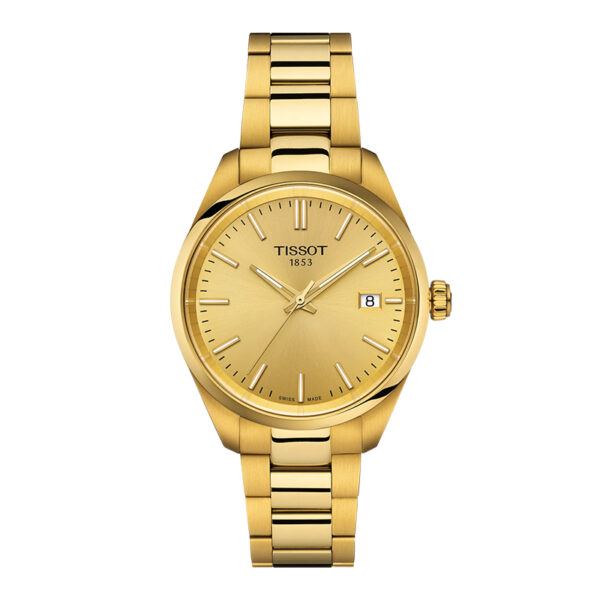 stainless steel and yellow gold PVD watch with a champagne dial