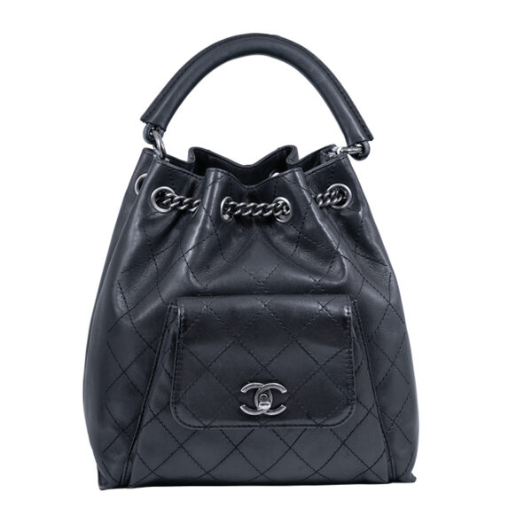 vintage black lambskin chanel backpack