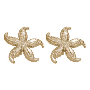 yellow gold starfish earrings with diamond cut finish