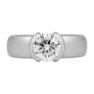 platinum solitaire engagement ring set with a D colorless round brilliant diamond