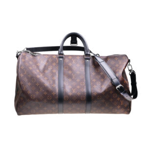 louis vuitton monogram canvas duffle bag with leather straps