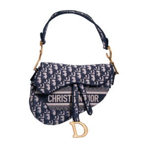 Christian Dior saddle bag with oblique embroidery pattern and gold tone accent details