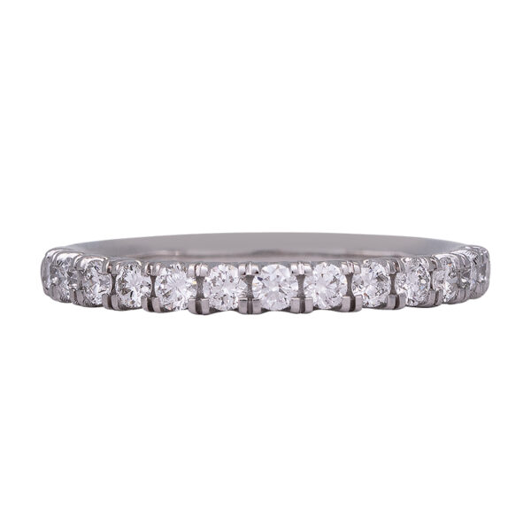 white gold band set with round brilliant diamonds