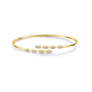 yellow gold bypass bangle set diamonds