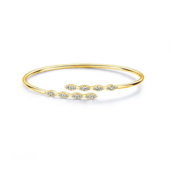 yellow gold bypass bangle set diamonds