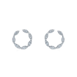 white gold hoop earrings set with marquise diamonds