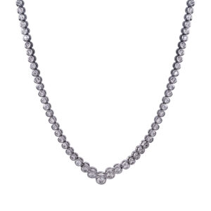white gold graduated tennis necklace set with diamonds