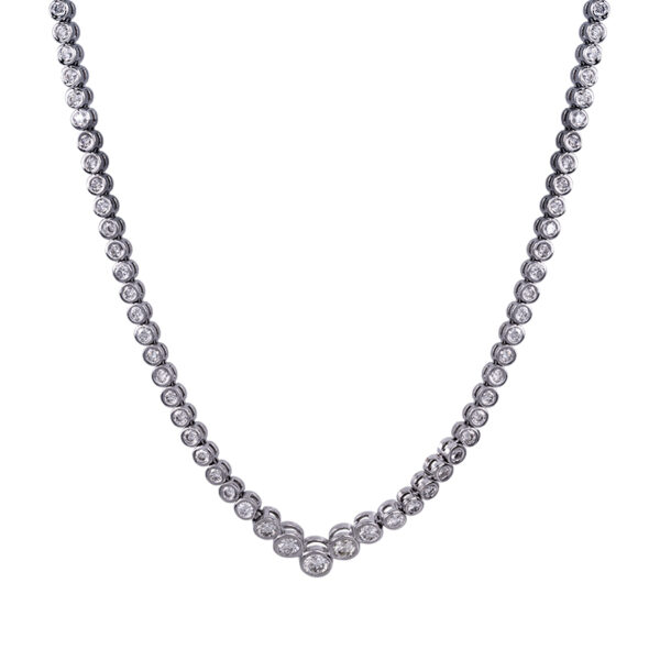 white gold graduated tennis necklace set with diamonds