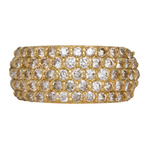 yellow gold 5-row band set with round brilliant champagne diamonds