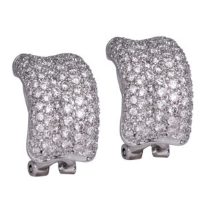 white gold semi-hoop earrings set with paved diamonds