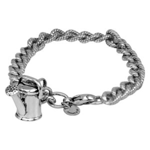 sterling silver link charm bracelet with a watering can charm