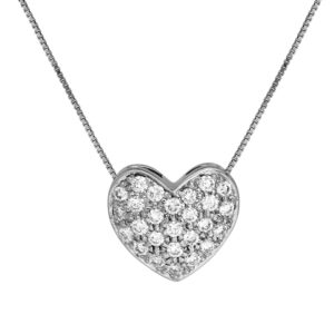 white gold heart pendant set with small round brilliant diamonds