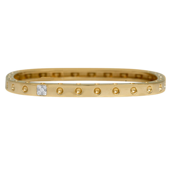 yellow gold bangle bracelet set with 0.07 carats of diamonds