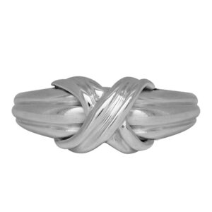 sterling silver Tiffany crossover ring with ridged texture