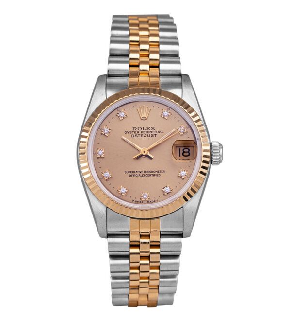 stainless steel and yellow gold rolex with a champagne dial
