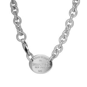 sterling silver Tiffany necklace with an oval tag charm