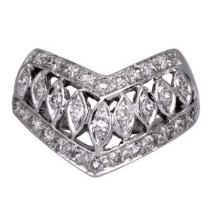 white gold chevron ring set with diamonds