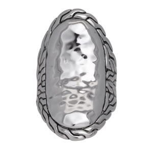 sterling silver John Hardy curb ring, elongated and with his classic braided texture