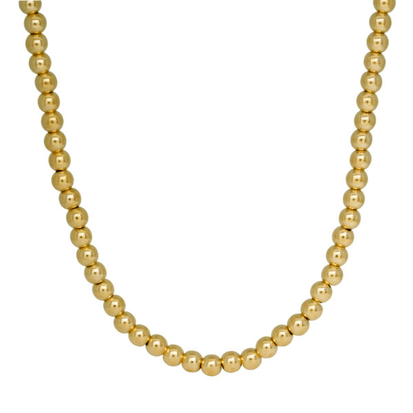 yellow gold 4mm bead necklace, 17"