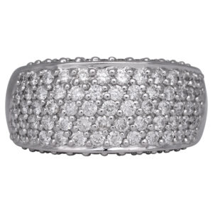 white gold multi-row ring set with small diamonds
