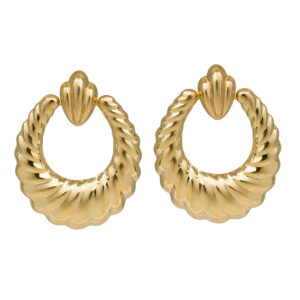 yellow gold door knocker earrings with braided texture