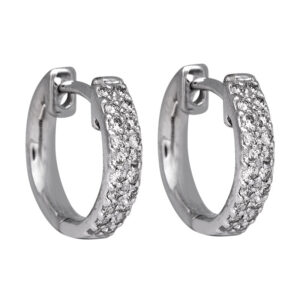 white gold huggie hoops set with round brilliant diamonds
