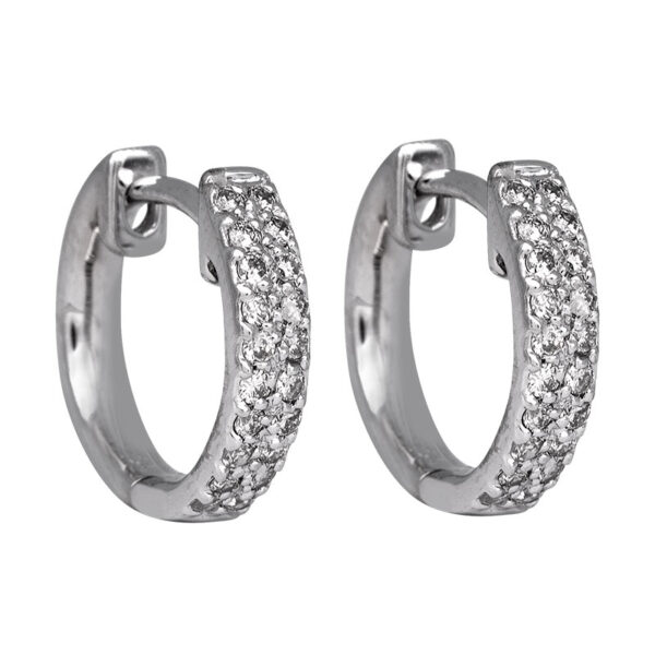 white gold huggie hoops set with round brilliant diamonds