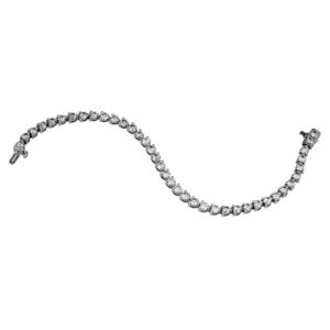 white gold tennis bracelet set with round diamonds