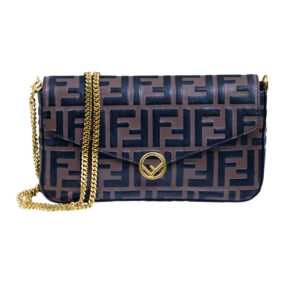 black and brown monogram leather Fendi wallet