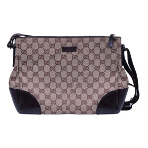 gg supreme canvas handbag with leather accents