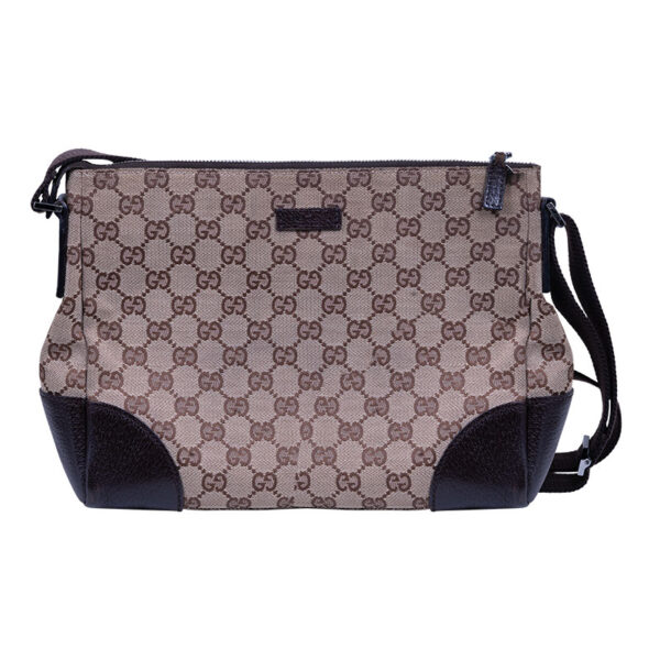 gg supreme canvas handbag with leather accents