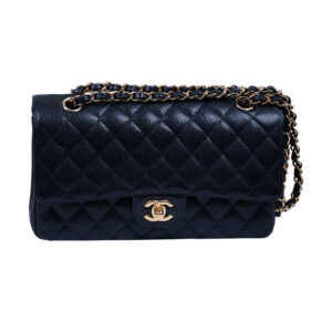 medium black caviar leather Chanel handbag