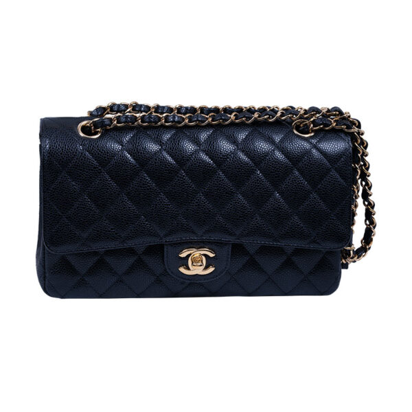 medium black caviar leather Chanel handbag