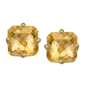 yellow gold stud earrings with octagon citrine