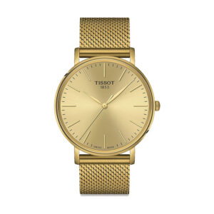 yellow gold PVD watch with a champagne dial