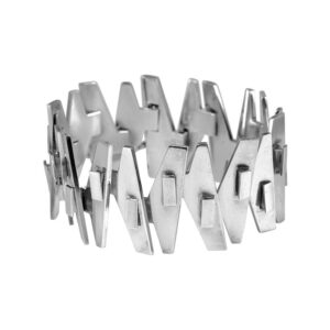 sterling silver geometric bracelet with airplane wing shapes interlocked