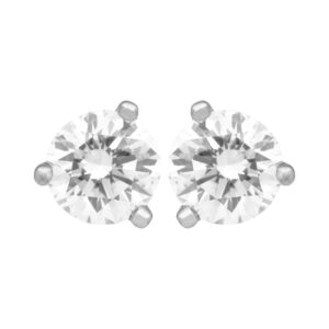 white gold stud earrings set with round brilliant diamonds