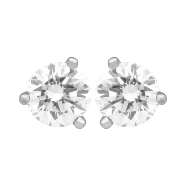 white gold stud earrings set with round brilliant diamonds