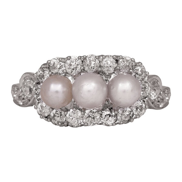 antique pearl ring with diamond halo