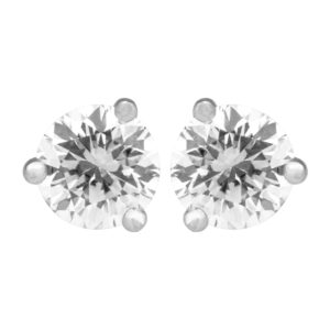 white gold 3-prong stud earrings set with round diamonds