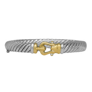 david yurman bangle bracelet with silver cable and gold buckle