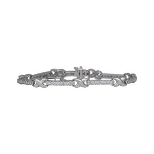 white gold x-link tennis bracelet set with round brilliant diamonds