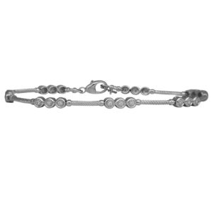 white gold station bracelet set with round diamonds