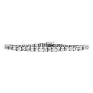 white gold tennis bracelet set with round brilliant diamonds