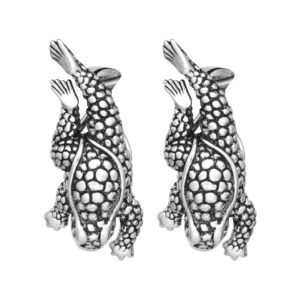 sterling silver clip-on frog earrings
