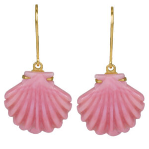yellow gold conch shell drop earrings