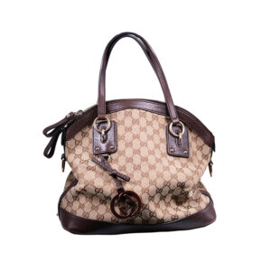 Gucci GG supreme canvas and leather trimmed handbag