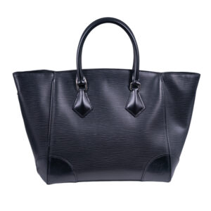 black leather Louis Vuitton handbag