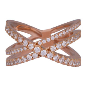 rose gold multiring set with graduated round diamonds